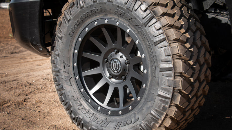 ICON Compression 18x9 6x5.5 25mm Offset 6in BS 95.1mm Bore Satin Black Wheel Wheels - Cast ICON