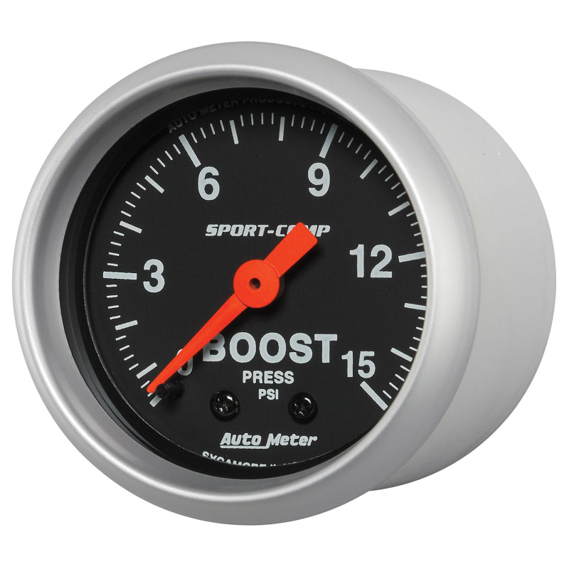 Autometer 2-1/16in 0-15 PSI Mechanical Sport-Comp Boost Pressure Gauge Gauges AutoMeter