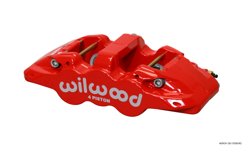 Wilwood Caliper-Aero4 - Red 1.12/1.12in Pistons 1.10in Disc Brake Calipers - Perf Wilwood