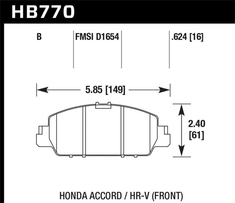 Hawk 13-17 Honda Accord HPS 5.0 Front Brake Pads Brake Pads - Performance Hawk Performance