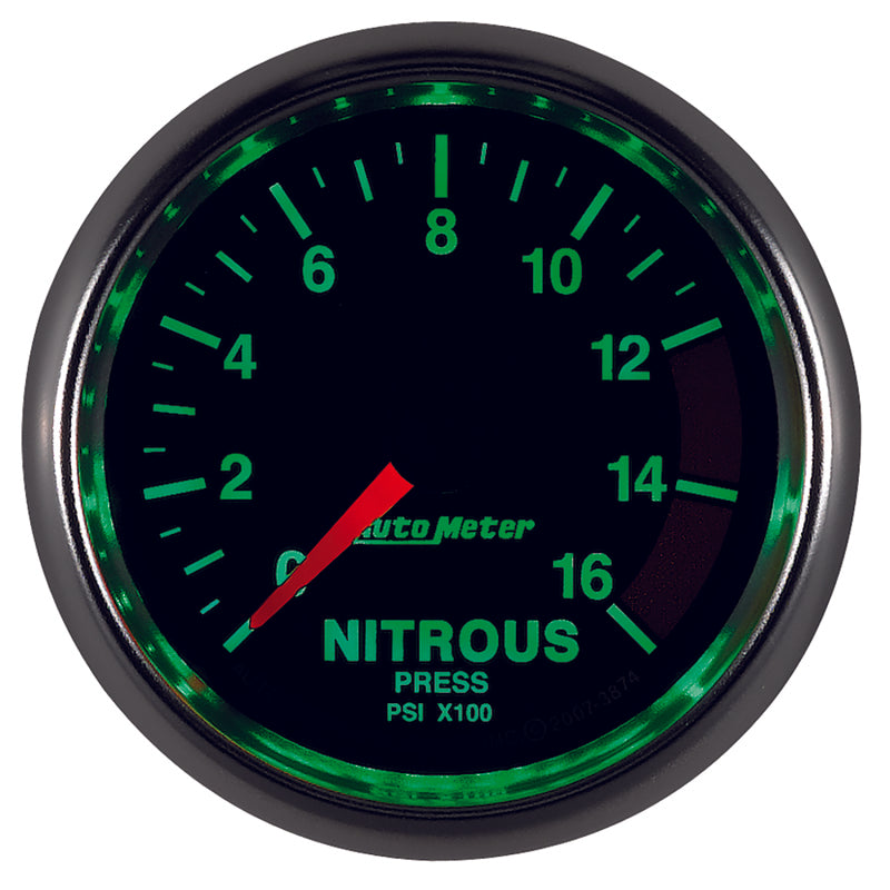 Autometer GS 2 1/16in. 1600PSI Nitrous Fuel Pressure Gauge Gauges AutoMeter