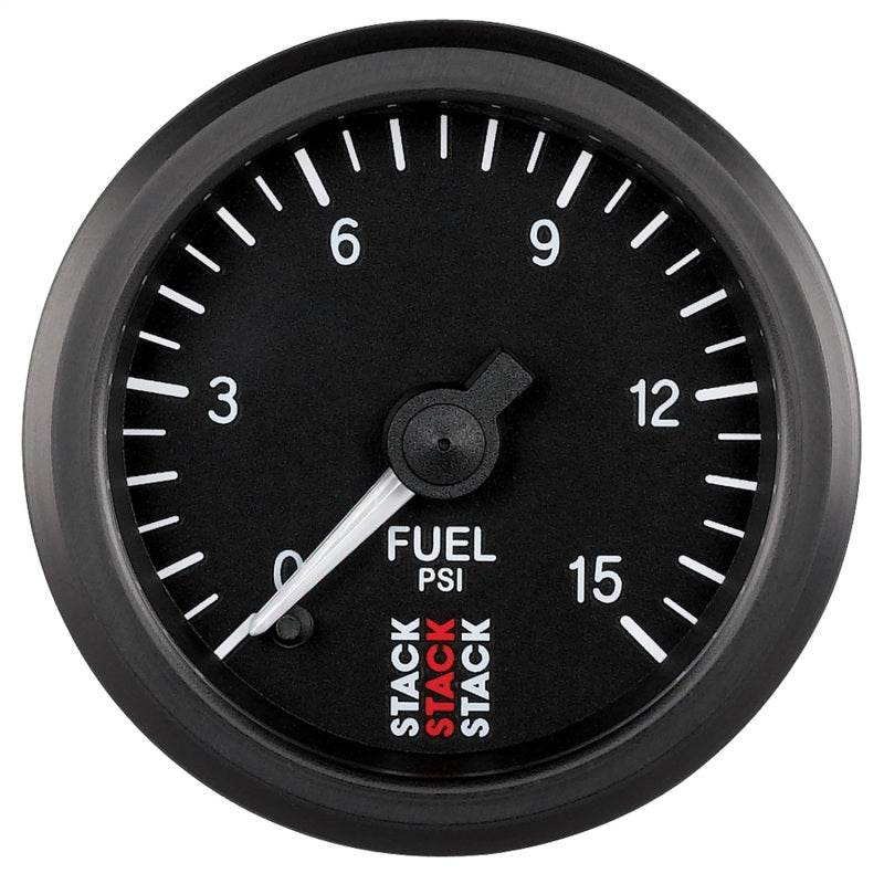 Autometer Stack 52mm 0-15 PSI 1/8in NPTF Male Pro Stepper Motor Fuel Pressure Gauge - Black Gauges AutoMeter