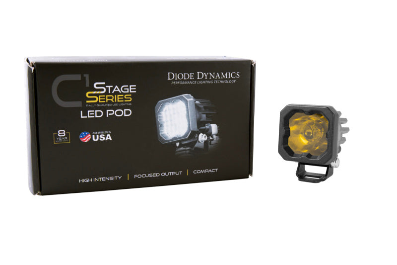 Diode Dynamics Stage Series C1 LED Pod Sport - Yellow Wide Standard ABL Each Light Accessories and Wiring Diode Dynamics