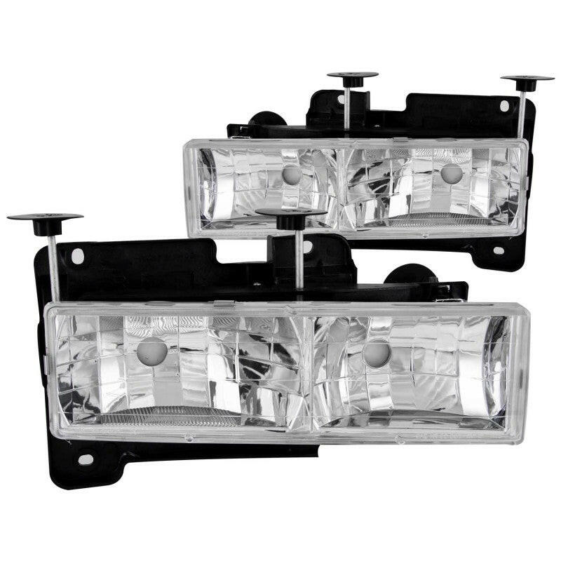 ANZO 1988-1998 Chevrolet C1500 Crystal Headlights Chrome w/o Bulbs Headlights ANZO