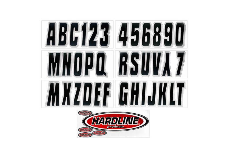Hardline Boat Lettering Registration Kit 3 in. - 320 Black/Silver Stickers/Decals/Banners Hardline