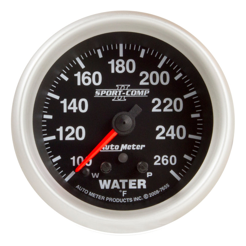 AutoMeter Gauge Water Temp 2-5/8in. 260 Deg. F Stepper Motor W/ Peak & Warn Sport-Comp II Gauges AutoMeter