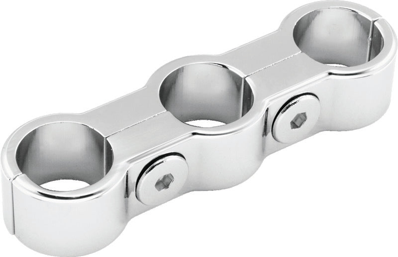 Bikers Choice Chrome Plain Oil Hose Separator For 3 Hoses Clamps Bikers Choice