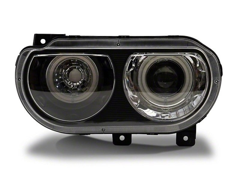 Raxiom 08-14 Dodge Challenger Dual LED Halo Projector Headlights- Black Housing (Clear Lens) Headlights Raxiom