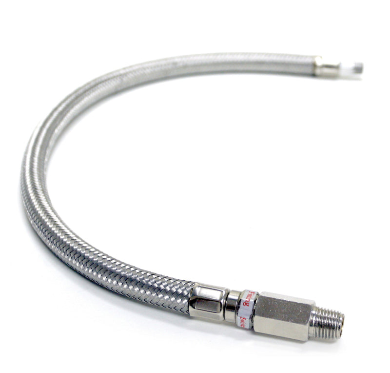 Kleinn 18In Stainless Steel Braided Leader Hose w/ Check Valve-1/4In M NPT Inlet/ 1/4In M NPT Outlet Valves Kleinn Air Horns