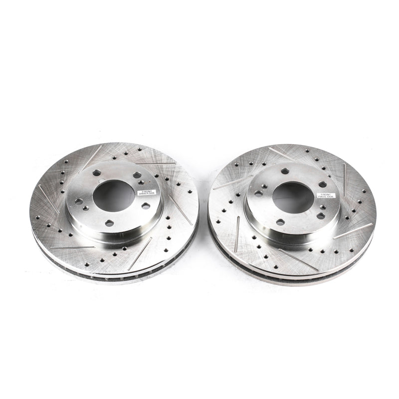 Power Stop 89-96 Nissan 300ZX Front Evolution Drilled & Slotted Rotors - Pair Brake Rotors - Slot & Drilled PowerStop