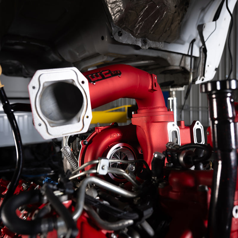 Wehrli 11-16 Chevrolet 6.6L LML Duramax High Flow Y-Bridge Kit - Sparkle Bomber Orange Intake Elbows Wehrli