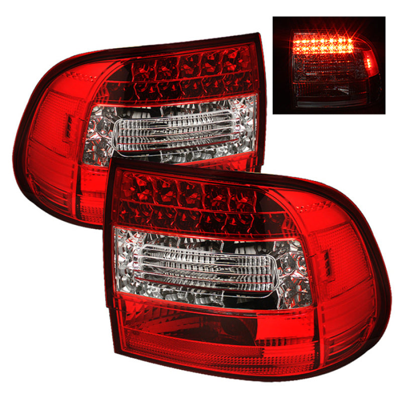 Spyder Porsche Cayenne 03-07 LED Tail Lights Red Clear ALT-YD-PCAY03-LED-RC Tail Lights SPYDER