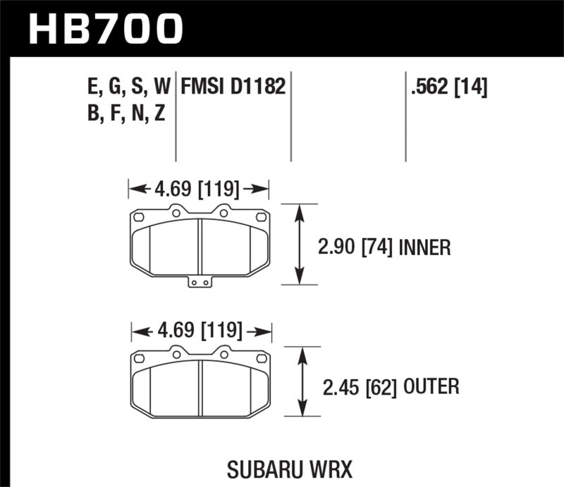 Hawk 06-07 Subaru WRX Blue 9012 Front Race Pads Brake Pads - Racing Hawk Performance