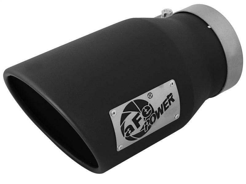 aFe MACHForce XP 5in 304 Stainless Steel Exhaust Tip 5 In x 7 Out x 12L in Bolt On Right - Black Catback aFe
