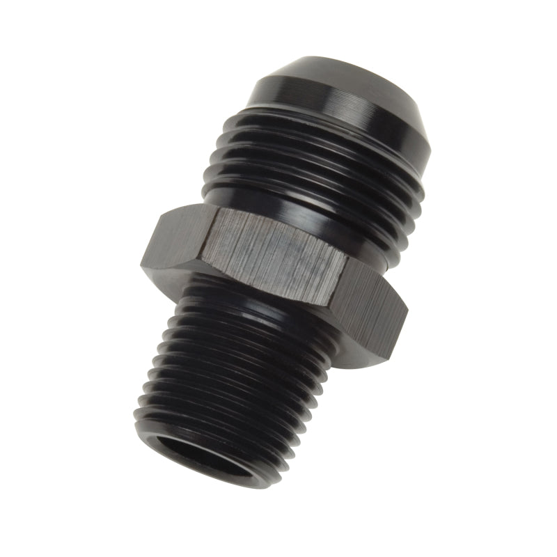 Russell Performance ADAPTER FITTING #6 AN MALE FLARE TO 1/2in NPT MALE BLK Fittings Russell