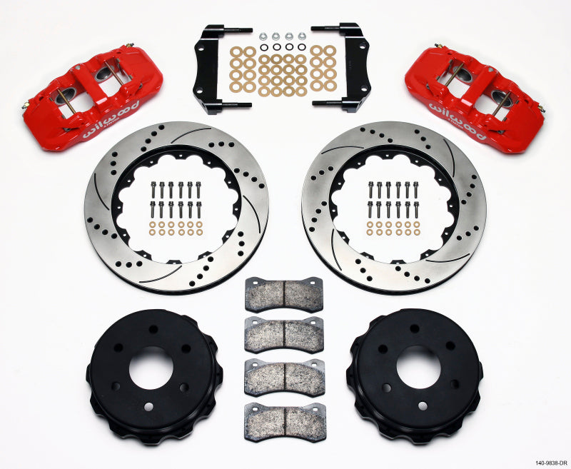 Wilwood AERO4 RearTruck Kit 14.25in Drill Red 1999-2010 GM 1500-SUV 2 Piston OE Caliper Big Brake Kits Wilwood