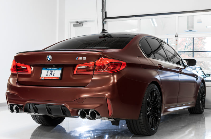 AWE Tuning 18-19 BMW M5 (F90) 4.4T AWD SwitchPath Axle-back Exhaust - Diamond Black Tips Axle Back AWE Tuning