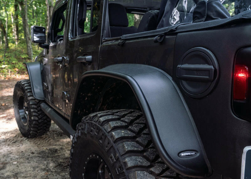 Bushwacker 2018+ Jeep Wrangler (JL) Unlimited Flat Style Flares 4pc - Black Fender Flares Bushwacker