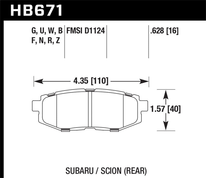 Hawk 13 Scion FR-S / 13 Subaru BRZ/10-12 Legacy 2.5 GT/3.6R HP Plus Street Rear Brake Pads Brake Pads - Performance Hawk Performance