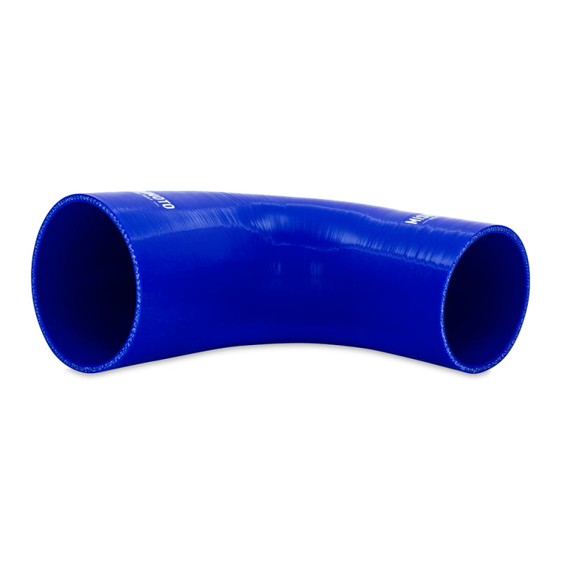 Mishimoto Silicone Reducer Coupler 90 Degree 3in to 4in - Blue Silicone Couplers & Hoses Mishimoto