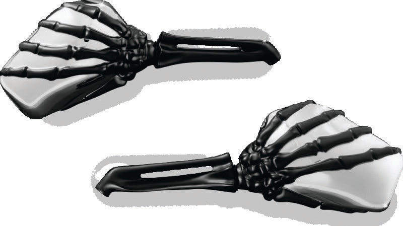Kuryakyn Skeleton Hand Mirrors Black/Chrome Rear View Mirrors Kuryakyn