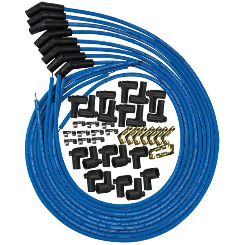 Moroso Universal Ignition Wire Set - Blue Max - Spiral Core - Unsleeved - 135 Degree - Blue Spark Plug Wire Sets Moroso