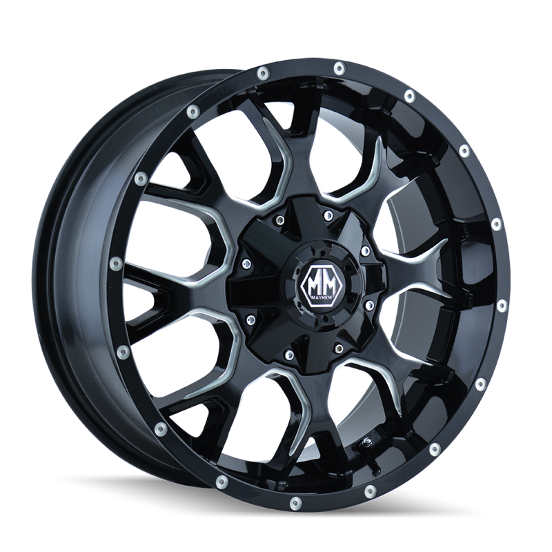 Mayhem 8015 Warrior 20x9 / 6x120 BP / 30mm Offset / 78.1mm Hub Black w/ Milled Spokes Wheel Wheels - Cast Mayhem