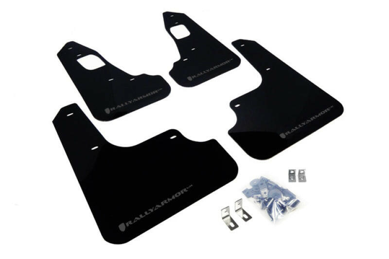 Rally Armor 08-17 Mitsubishi EVO X Black UR Mud Flap w/ Grey Logo Mud Flaps Rally Armor