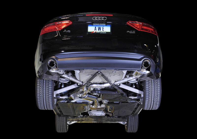 AWE Tuning Audi B8 A5 2.0T Touring Edition Exhaust - Dual Outlet Polished Silver Tips Catback AWE Tuning