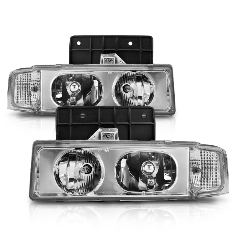 ANZO 1995-2005 Chevrolet Astro Van Crystal Headlights Chrome 1pc Headlights ANZO
