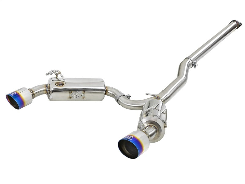 aFe Takeda 3in. to 2.5in. 304 SS C/B Exhaust 08-15 Mitsubishi EVO I4-2.0L (t) - Blue Flamed Tips Catback aFe