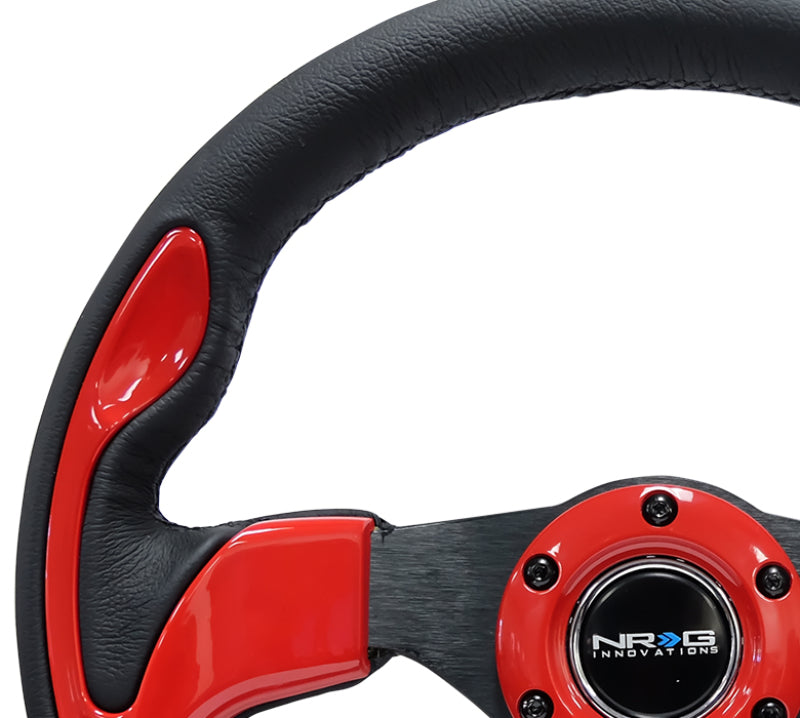 NRG Reinforced Steering Wheel (320mm) Blk w/Red Trim & 5mm 3-Spoke Steering Wheels NRG
