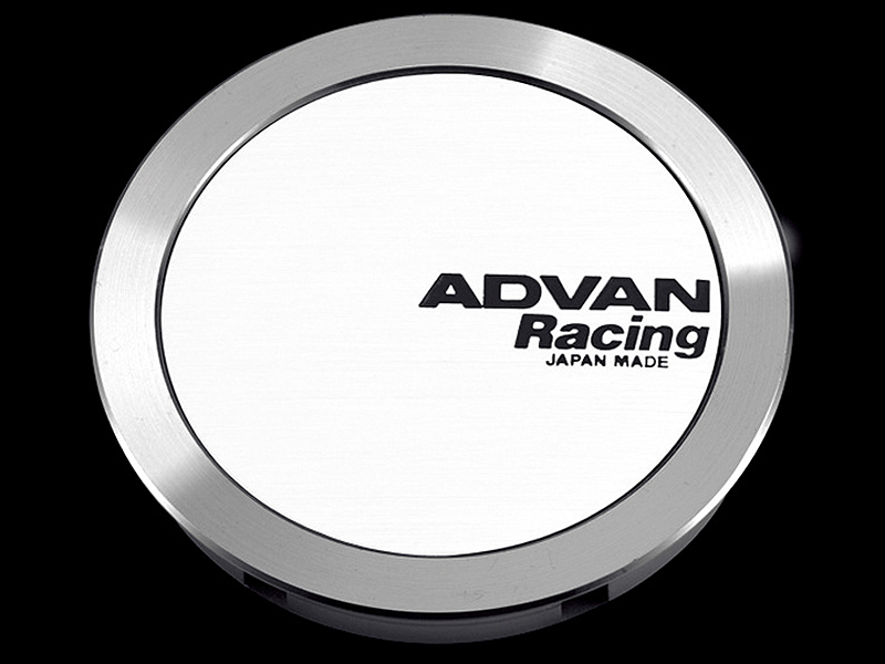 Advan 63mm Full Flat Centercap - White/Silver Alumite Wheel Center Caps Advan