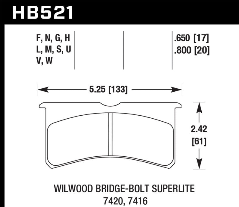 Hawk DTC-80 Wilwood BB SL 7416 17mm Race Brake Pads Brake Pads - Racing Hawk Performance