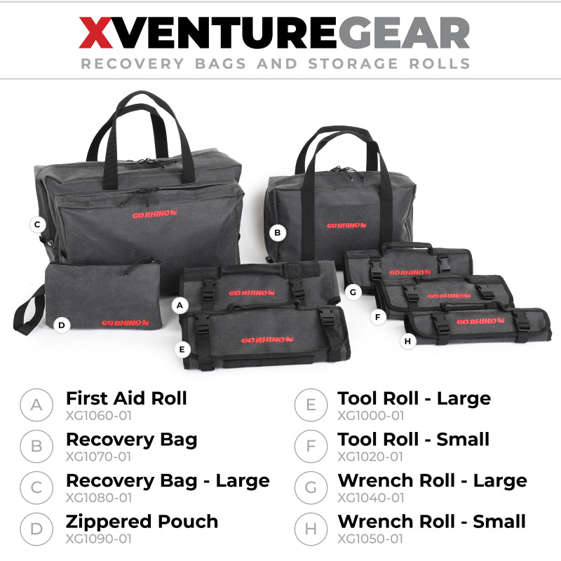 Go Rhino XVenture Gear Tool Roll - Small (4x4in. Closed) 12oz Waxed Canvas - Black Cargo Boxes & Bags Go Rhino