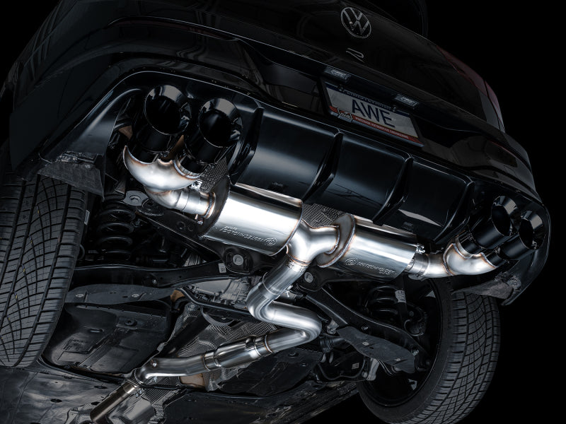 AWE MK8 Volkswagen Golf R 3in Touring Edition Quad Exhaust - Diamond Black Tips Catback AWE Tuning