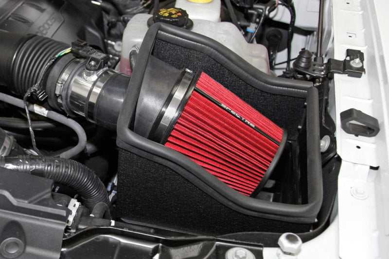 Spectre 12-14 Ford F150 V6-3.5L F/I Air Intake Kit - Polished w/Red Filter Cold Air Intakes Spectre