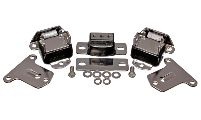 Energy Suspension 69-71 Camaro / 70-73 Monte Carlo Blk Motor and Transmission Mounts; Chrome Finish Bushing Kits Energy Suspension