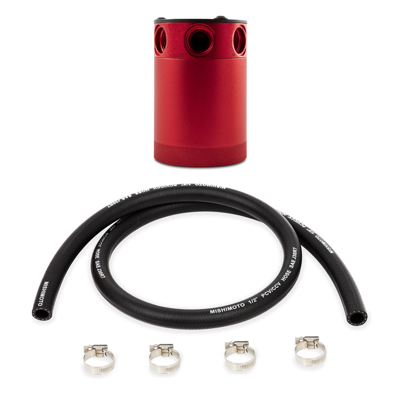 Mishimoto Compact Baffled Oil Catch Can 3-Port - Red Oil Catch Cans Mishimoto