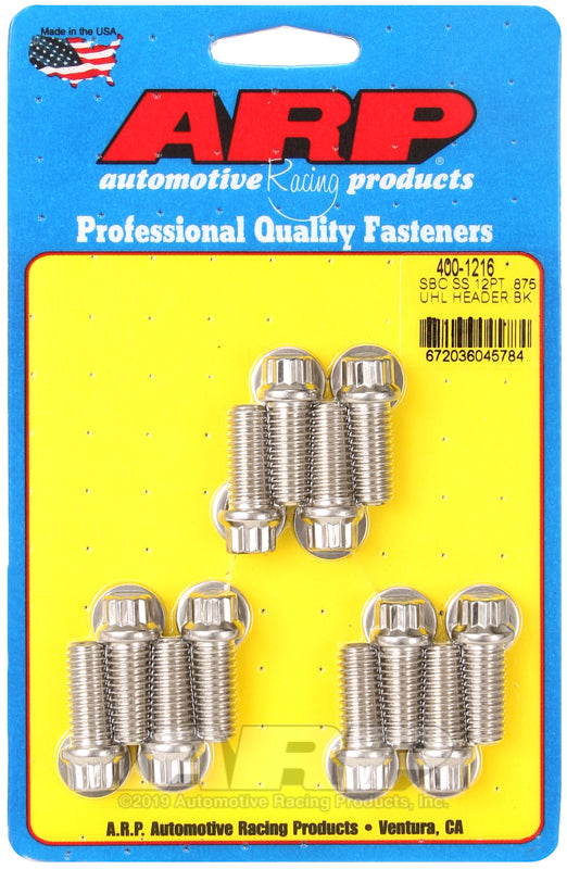 ARP Chevrolet Small Block SS 12pt .875in UHL Header Bolt Kit - Polished Hardware Kits - Other ARP
