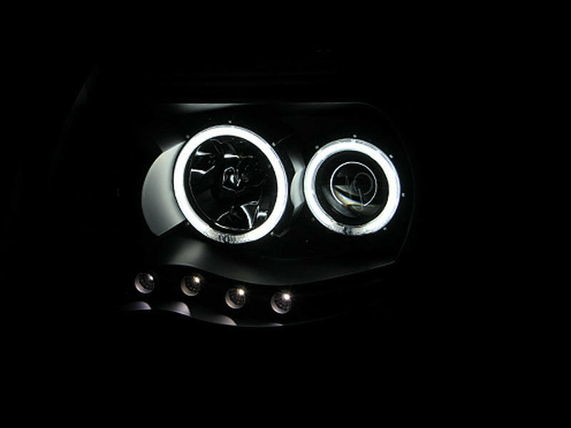 ANZO 2005-2011 Toyota Tacoma Projector Headlights w/ Halo Black Headlights ANZO