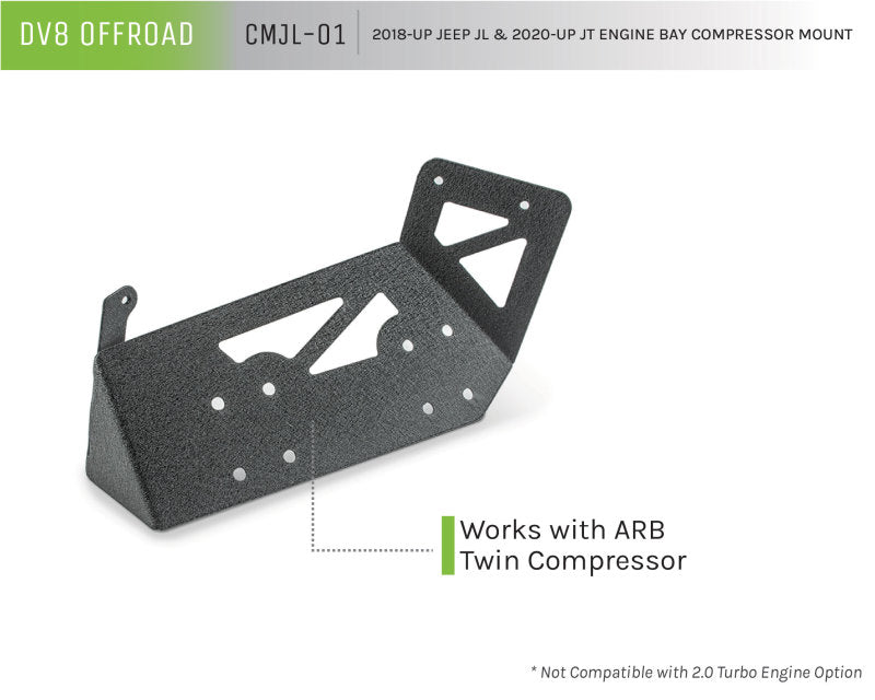 DV8 Offroad 2018+ Jeep JL / JT Engine Bay Compressor Mount Air Compressors DV8 Offroad