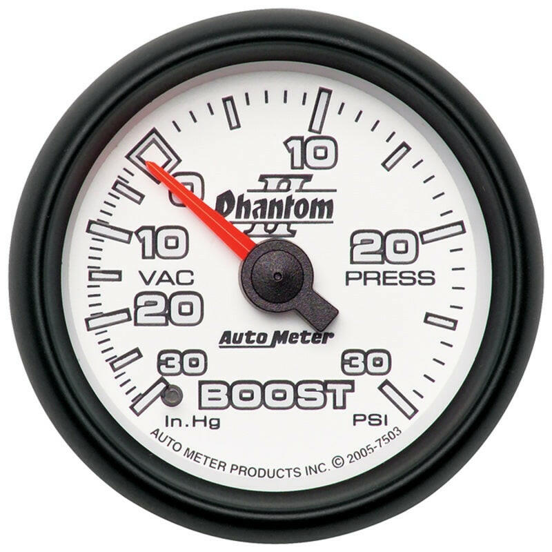 Autometer Phantom II 52.4mm Mechanical Vacuum / Boost Gauge 30 In. HG/30 PSI Gauges AutoMeter