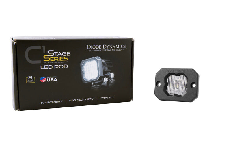 Diode Dynamics Stage Series C1 LED Pod - White SAE Fog Flush ABL Each Light Accessories and Wiring Diode Dynamics