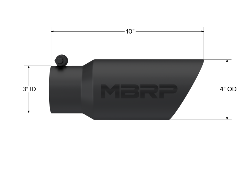 MBRP Universal Tip 4in OD 3in Inlet 10in Length Dual Wall Angled End Black Tips MBRP