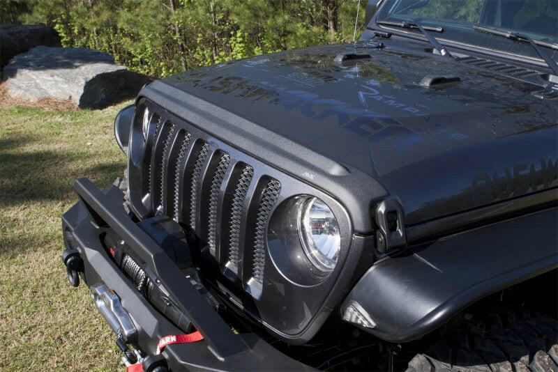 AVS 2018+ Jeep Wrangler (JL) 2dr/4dr Aeroskin II Textured Low Profile Hood Shield - Black Hood Deflectors AVS