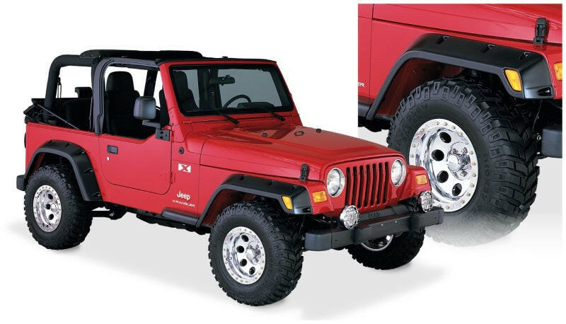Bushwacker 97-06 Jeep TJ Pocket Style Flares 4pc - Black Fender Flares Bushwacker