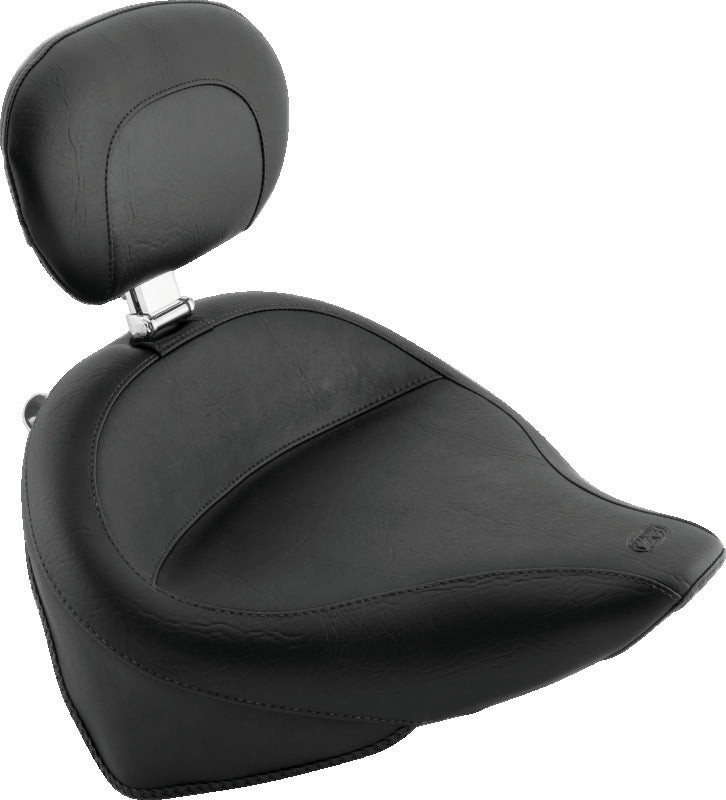 Mustang 00-15 Harley Softail Standard Rear Tire Wide Touring Solo Seat w/Driver Backrest - Black Solo Motorcycle Seats Mustang Motorcycle