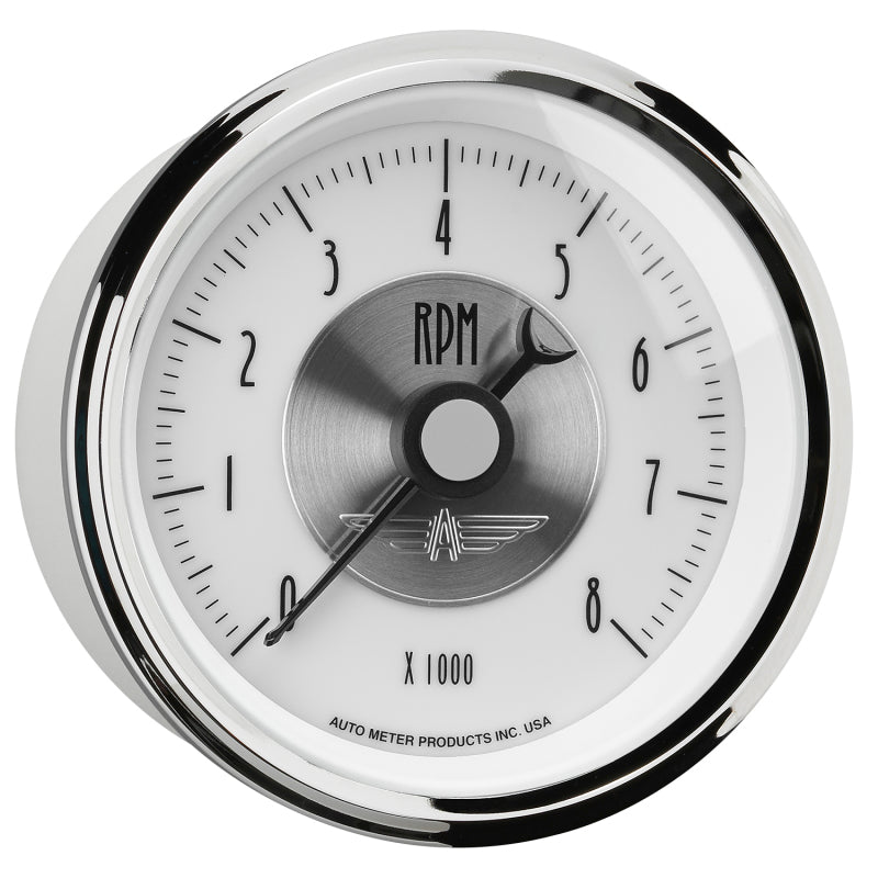 Autometer Prestige Pearl Series - Tachometer 3 3/8in 8K RPM In-Dash Gauges AutoMeter