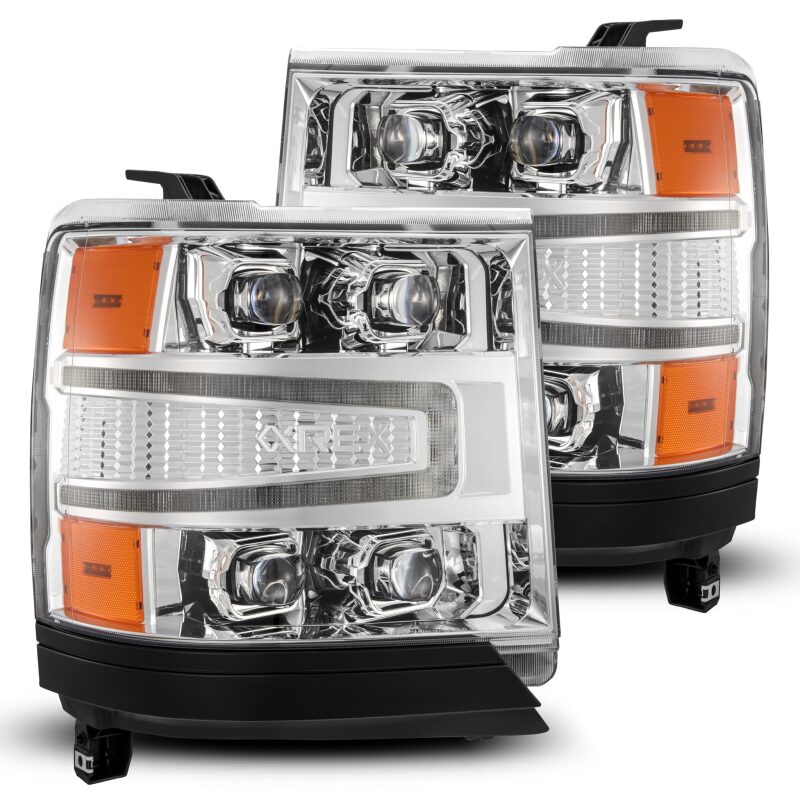 AlphaRex 16-18 Chevy 1500HD NOVA-Series LED Proj Headlights Chrm w/Actv Lgt/SeqSig & DRL(Req 810023) Headlights AlphaRex